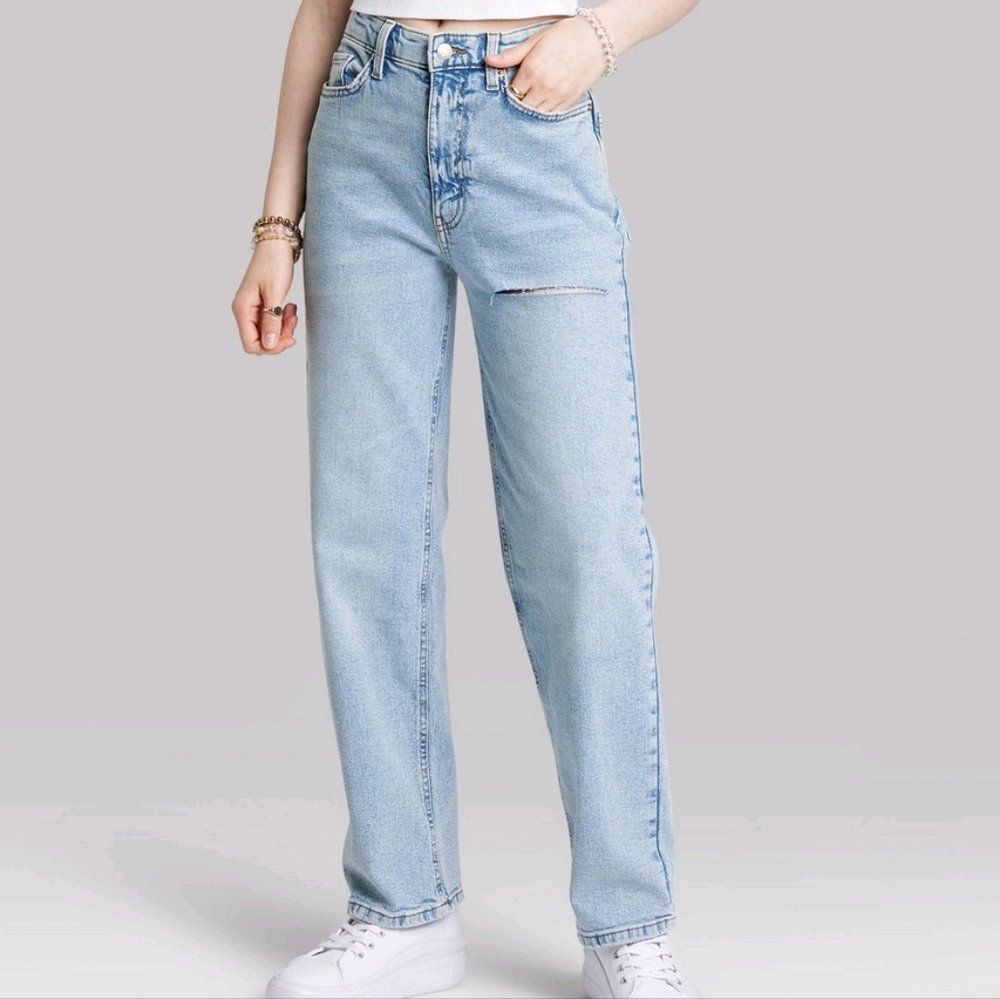 High-Rise 90s relaxed slashed straight Jeans